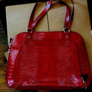Franklin Covey red  leather ladies laptop/briefcase.